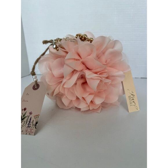 JEWEL BADGLEY MISCHKA Floral Evening Clutch Purse Blush Pink Gold Chain NWT - Picture 11 of 14